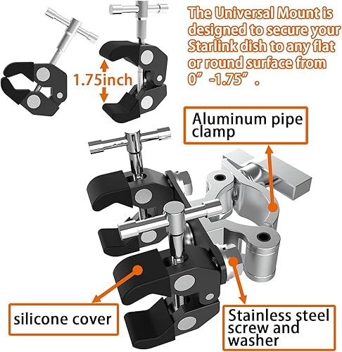 Miniatura 5 de Starlink - Soporte para escaleratubo para RV, soporte de barra Starlink, montaje en poste Starlink, montaje de riel de techo Starlink para