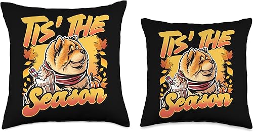 Miniatura 3 de BCC Chow Chow Shirts & Asian Dog Lover Gifts Chow Dog Scarf Pumpkin Happy Thanksgiving Throw Pillow, 16x16, Multicolor