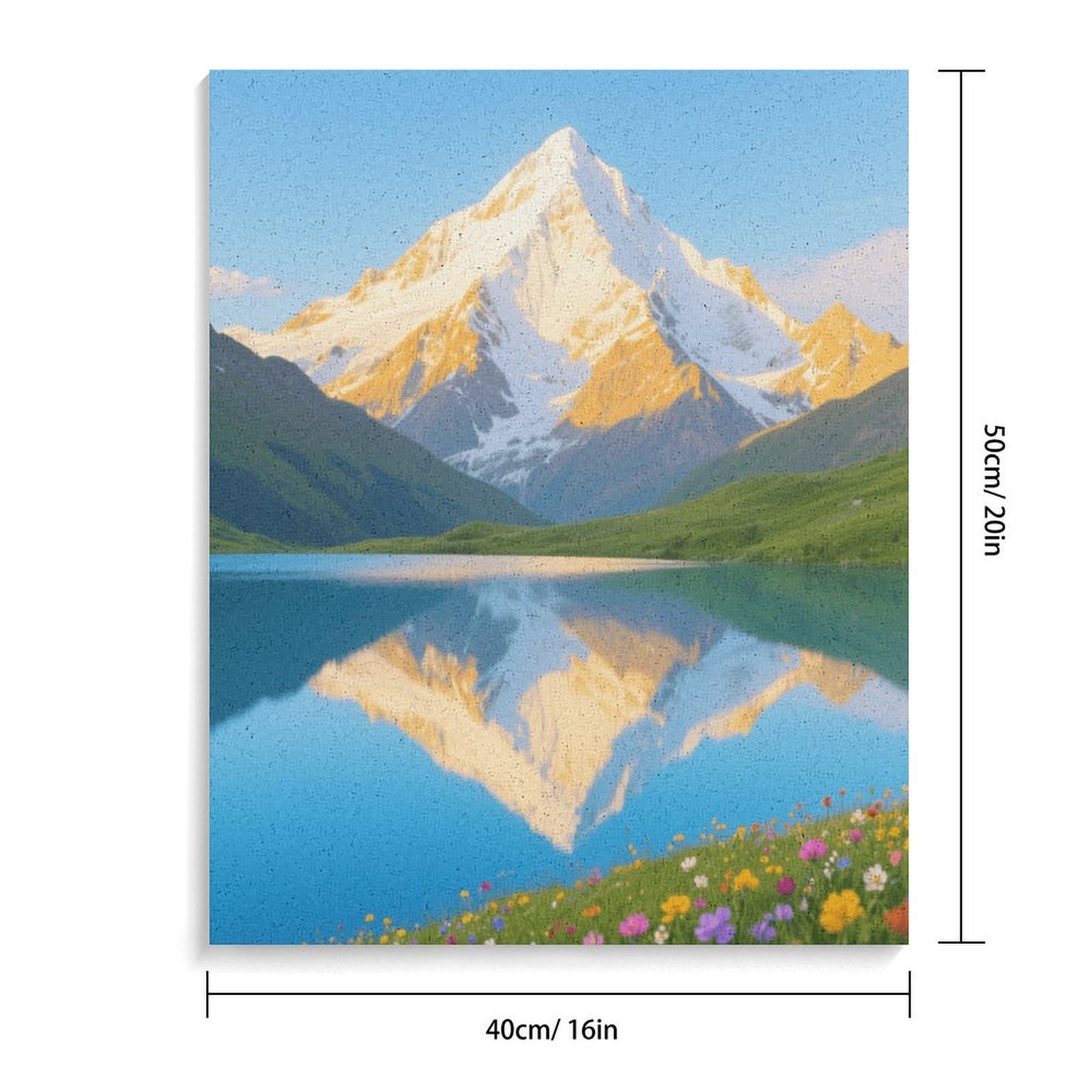 KOAYUBFC Malen nach Zahlen mit Schneebedeckten Bergen und Seen, Malen-nach-Zahlen-Set für Erwachsene, Anfänger, Erwachsene, Malen nach Zahlen, Kits auf Leinwand, DIY-Acryl-Ölfarben, Gemälde mit