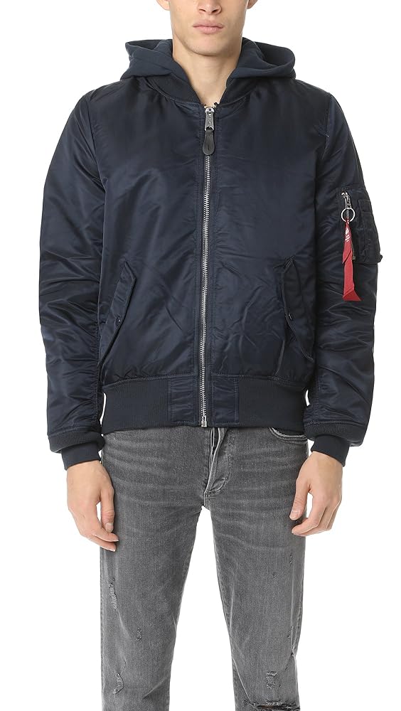 Amazon.com: Alpha Industries 男款Ma-1 Natus 飛行夾克, 藍色