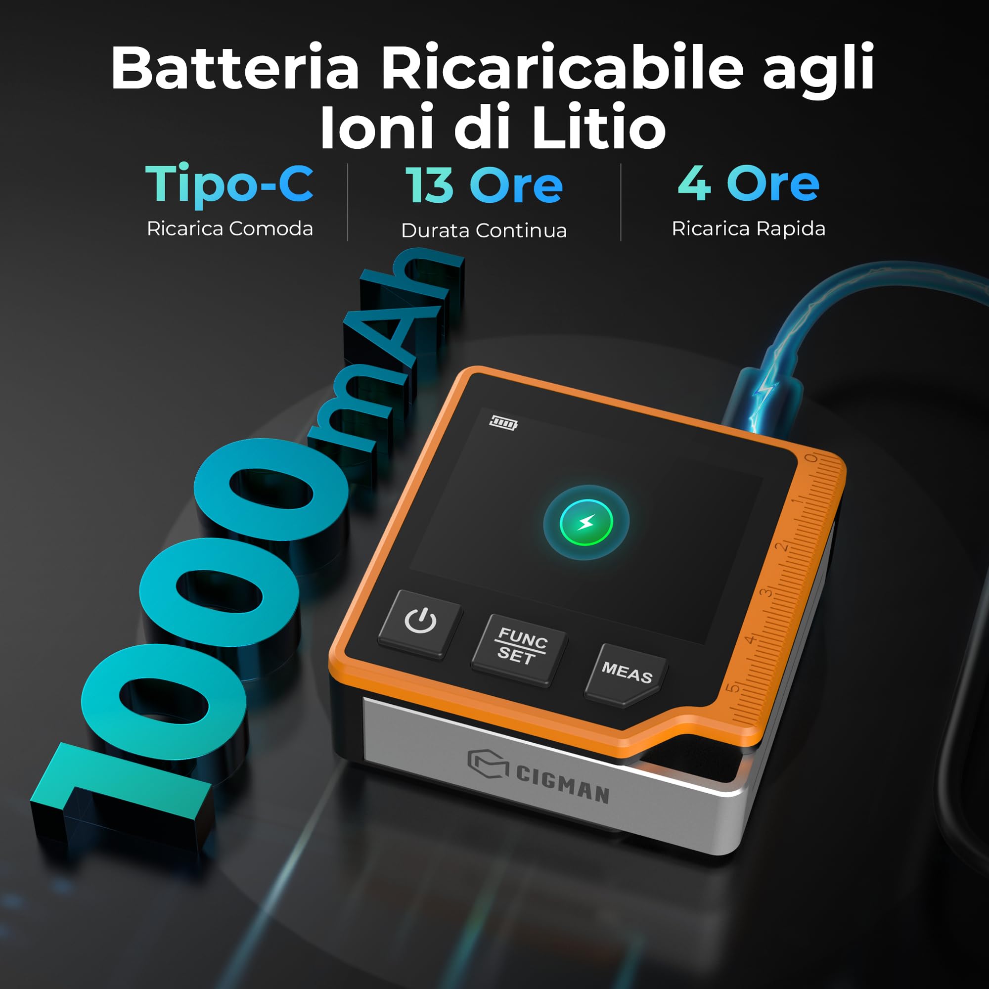 CIGMAN Telemetro Laser Digitale 3 in 1 80M, Misuratore di Distanza con LCD Retroilluminato, Bolla Elettronica,Goniometro Digitale, Unità M/In/Ft, Metro Laser Digitale (CD80)
