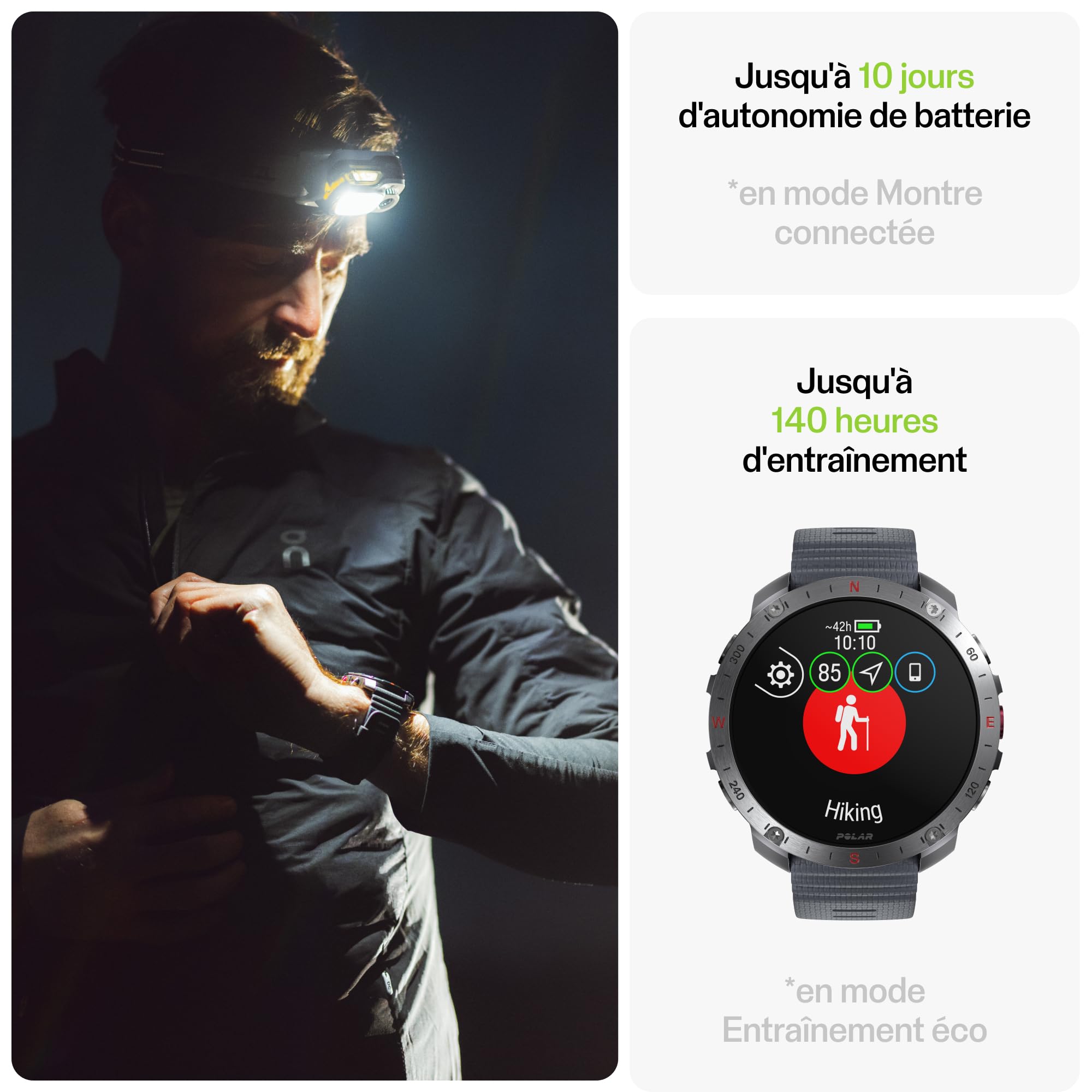Polar Grit X2 Pro Montre GPS pour Randonnée Trail Bracelet Cuir Navigation avancée Suivi paramètres biologiques FC