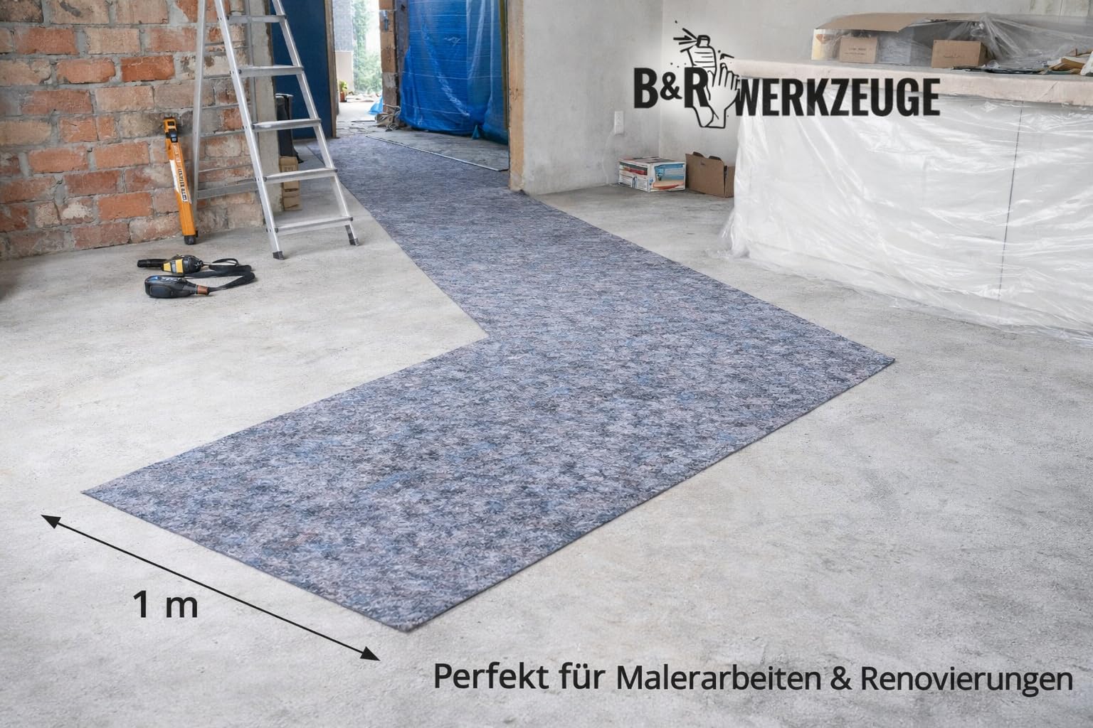 Arttribute Malervlies 180 g/m² mit PE Folie 1 m x 50 m (50 qm) Abdeckvlies rutschhemmend & saugstark Bodenschutzvlies Schutzvlies Renovierungsvlies für Malerarbeiten Profi & Heimwerker (1)
