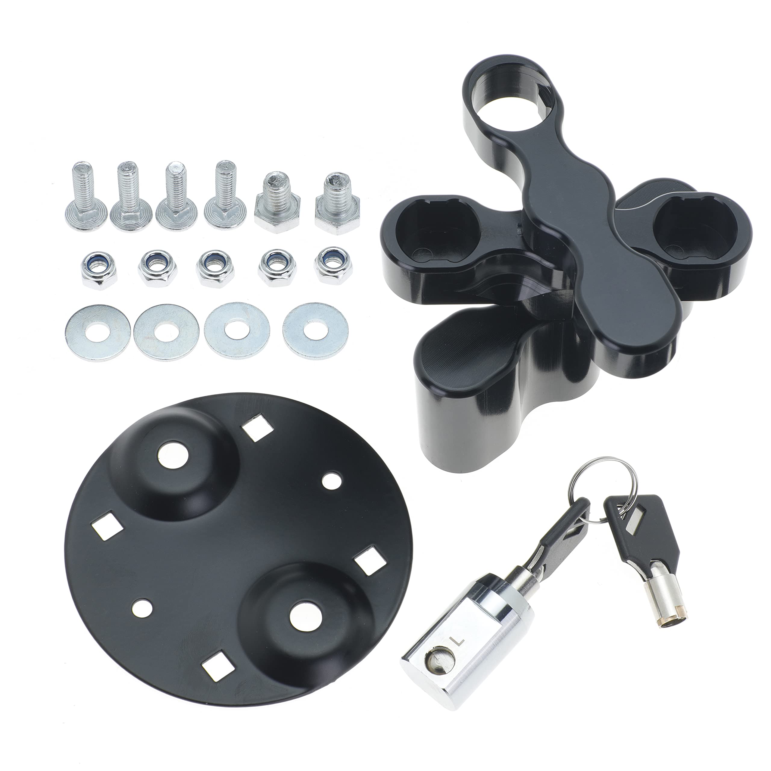 RX-LOX-PM Pack Mount Blocco Di Montaggio Con Chiavi - Kit Compatibile Con Pacchi Benzina E Scatole Stoccaggio - Alluminio Nero (2 Pezzi) - 5