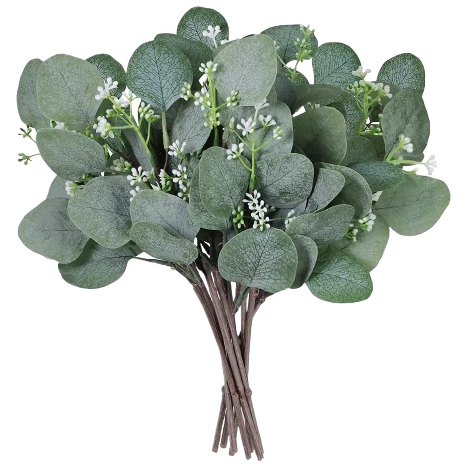 YGLEEULI Artificial Foliage Stems 10/20pcs Artificial Eucalyptu Leaves Stem Eucalipto Branch Bride Bouquet Wedding Wreath Home Vase Yard Prop Decora(Color1,10 pcs)