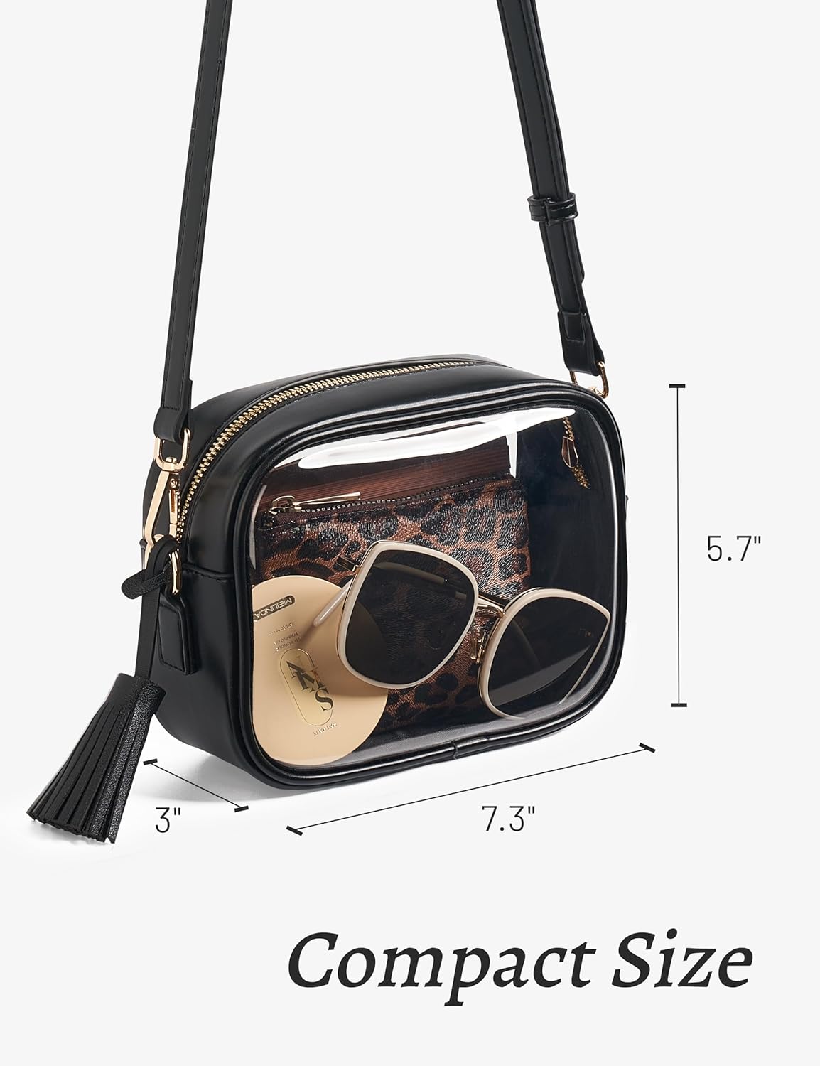 Yarnic Clear Bag Stadium Approved, PVC Transparent Crossbody Purse Small Clear Crossbody Bag with Adjustable Shoulder Strap - Image 4