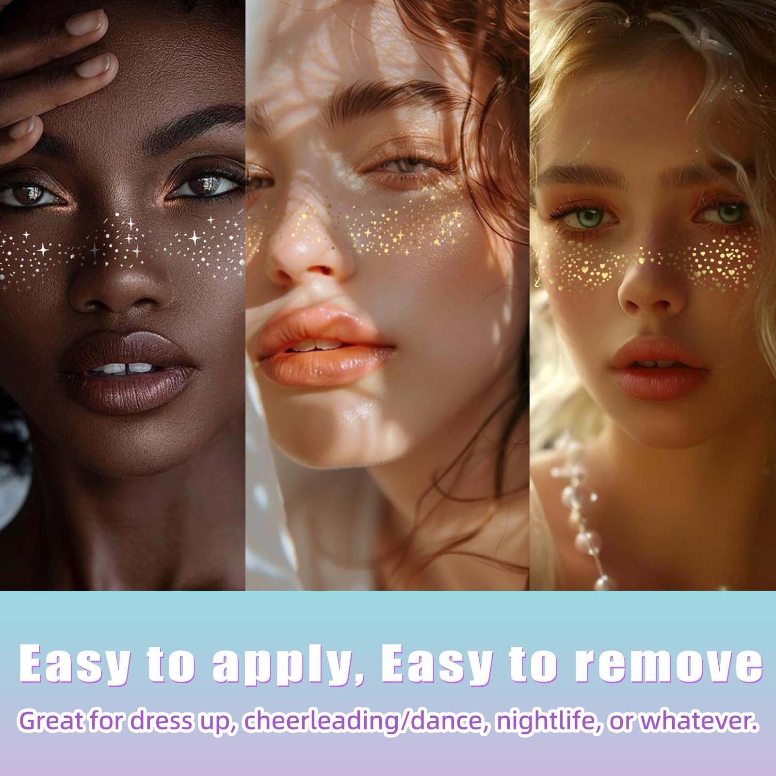 Pack of 6 Glitter Freckles Face Tattoos - Image 3