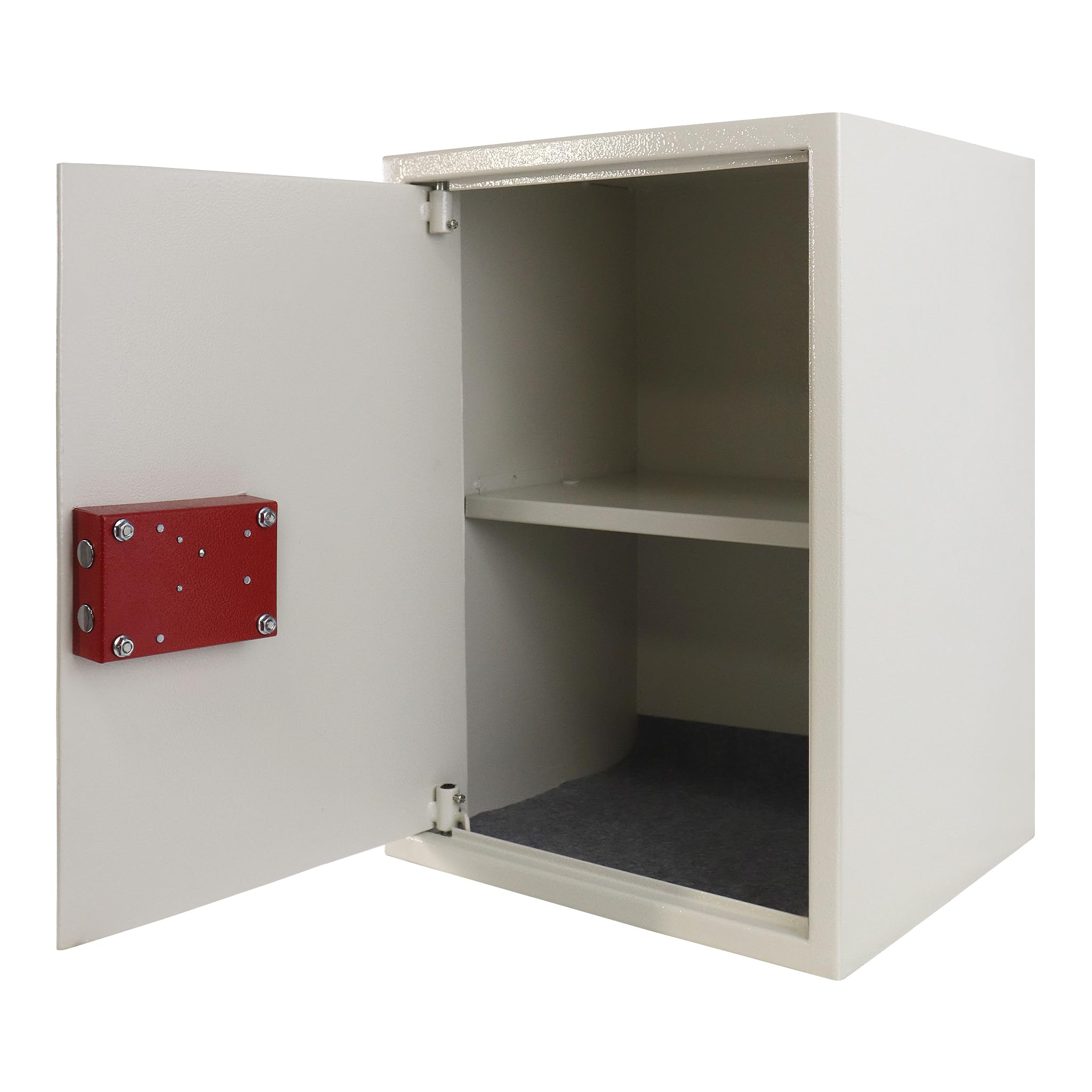 FIVMEN Caja fuerte para muebles con cerradura de doble barba, caja fuerte de pared, de acero, incluye 2 llaves y 4 tornillos de fijación, 35 x 31 x 50 cm, color blanco