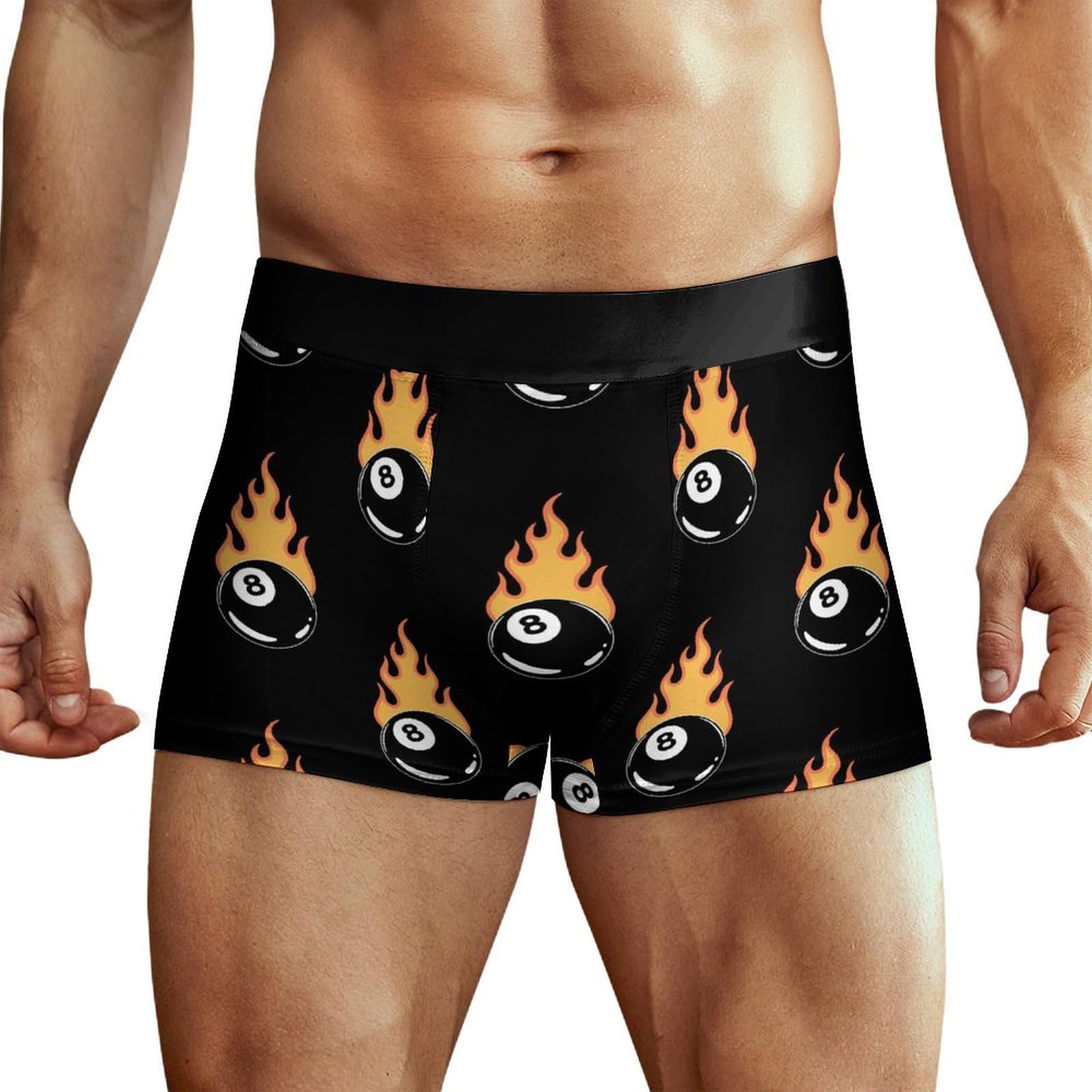 peiyeety FLAMING BILLIARD 8 BALL Men's Ultra Breathable Underwear Boxer Briefs with Lightwight Wasitband