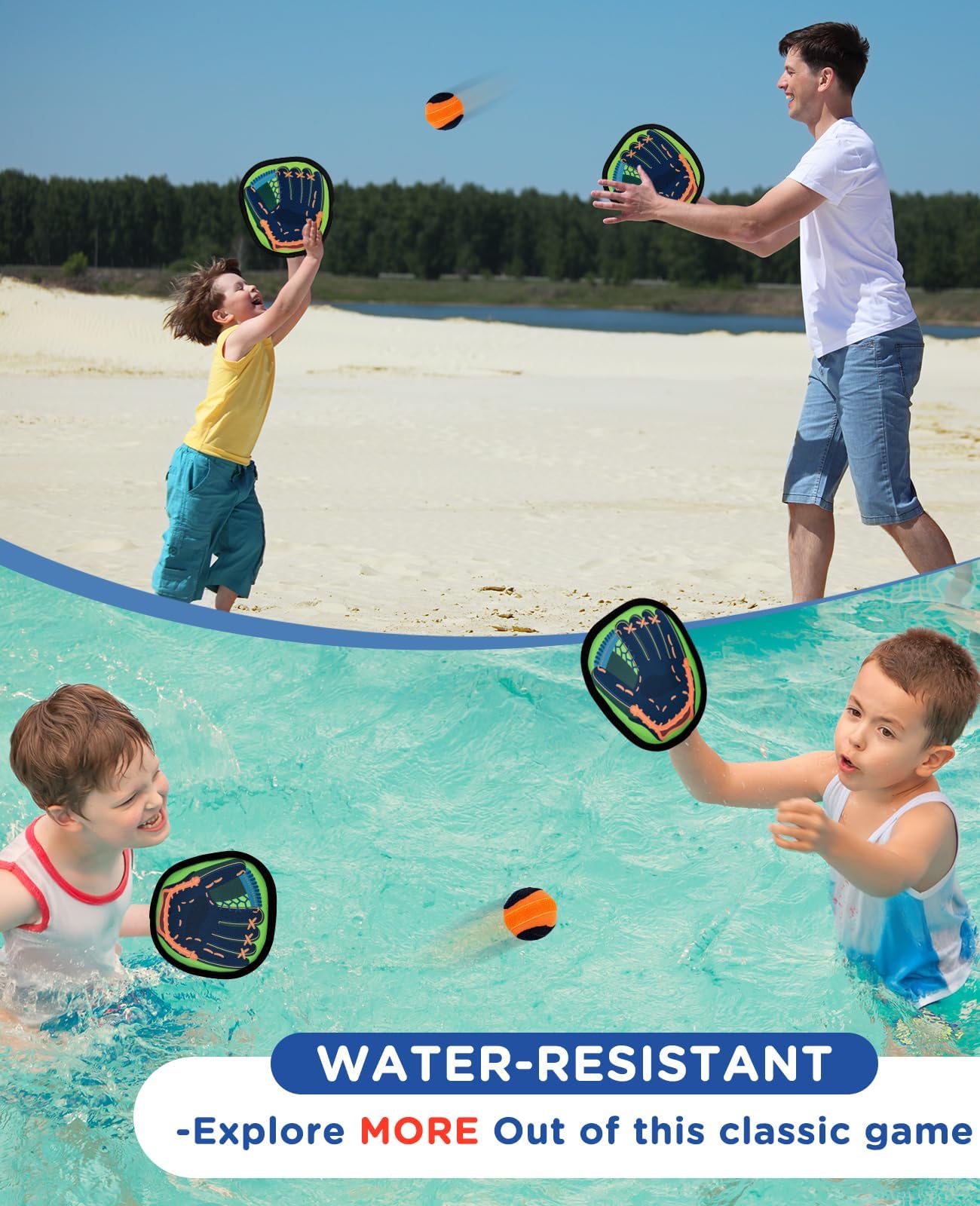 Aywewii - Ballspiel zum Werfen und Fangen von Strandspielzeug, Poolspielzeug, Spielzeug für Anfänger und Kinder, Baseball Training im Freien Ultimative Intervention, Strand, Pool
