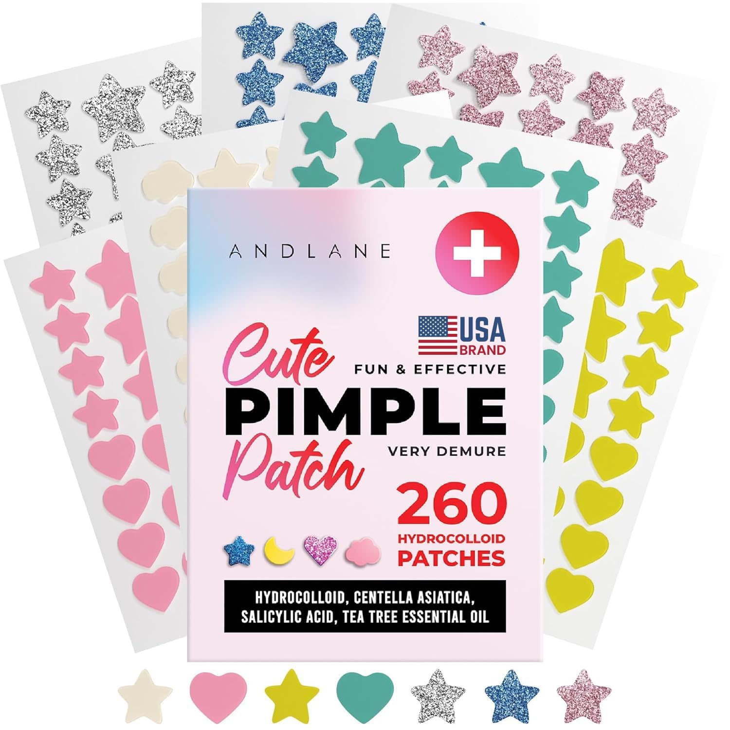260Pcs Cute Pimple Patches for Face - Hydrocolloid Acne and Zit Patches - Blemish Stickers for Face Skin
