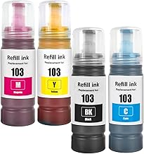 LAIPENG 103 Encre Compatible avec Epson 103 pour L1110 L1200 L1210 L1250 L3100 L3101 L3110 L3111 L3116 L3150 L3151 L3156 L3160 L3200 L3250 L3251 L3256 L3260 L3266 Imprimante 4 Multipack (BK/C/M/Y)