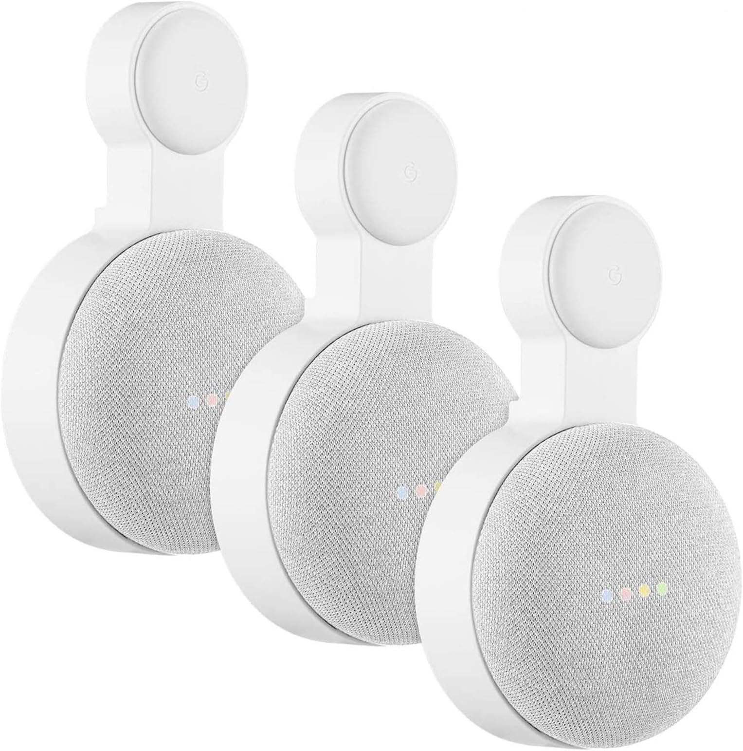 CaremooGoogle Nest Mini Wall Mount Holder, Space-Saving Design Outlet Mount, Perfect Cord Management for Google Nest Mini 2nd Generation (White, 3 Pack)