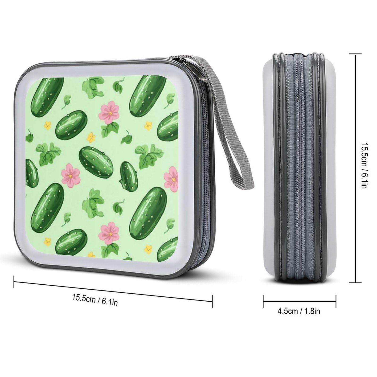 Cucumber Print CD Case Plastic DVD Case Holder Wallet Disc Storage Organizer for Car Travel