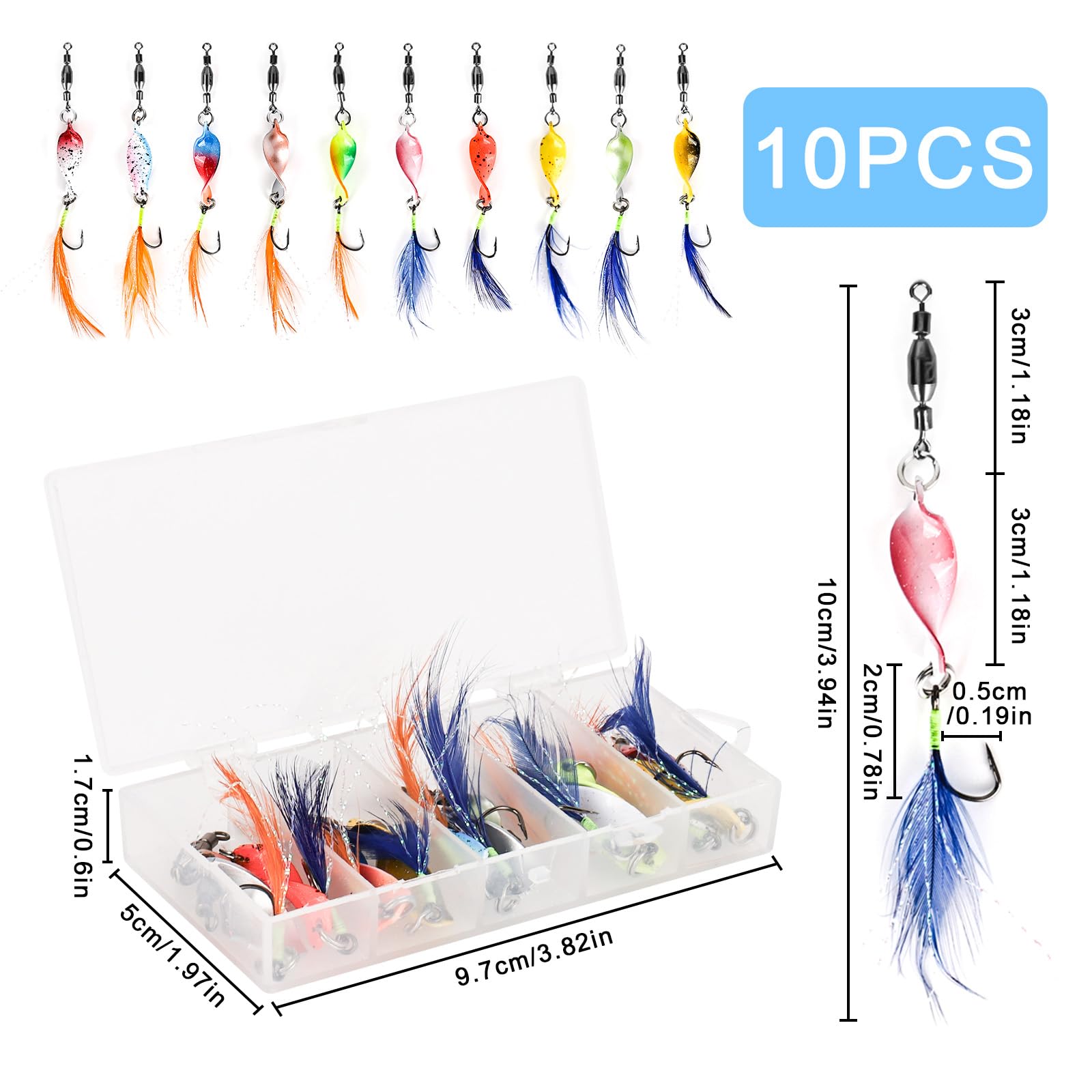 bssmmai Lot de 10 cuillères à truite avec ardillon - Appâts à truite avec pendentif en cuivre - Leurres de pêche à la truite - Leurres de pêche à la truite avec bssmmai Lot de 10 cuillères à truite avec ardillon - Appâts à truite avec pendentif en cuivre - Leurres de pêche à la truite - Leurres de pêche à la truite avec