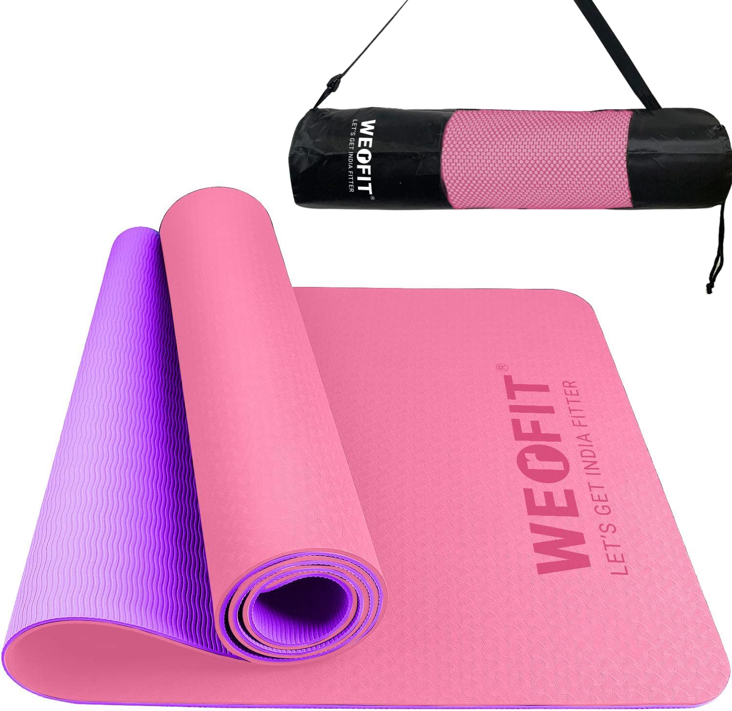 6 mm Yoga Mat for Woman with Carry Bag | Gym Mats with Extra Size: 2.5 X 6 Feet, Anti Slip, TPE Material | Exercise mat for Home Workout | Gym mat for fitness, Pilates, and Meditation