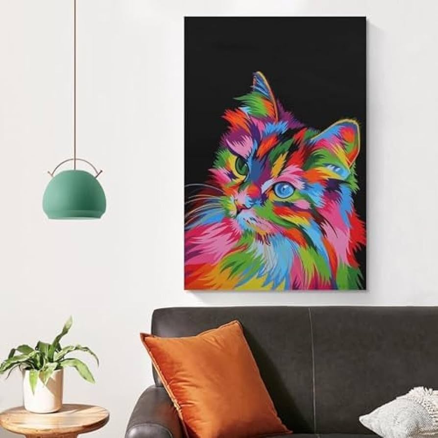 Amazon.co.jp: 猫の抽象画素晴らしい絵画 ポスター アートパネル