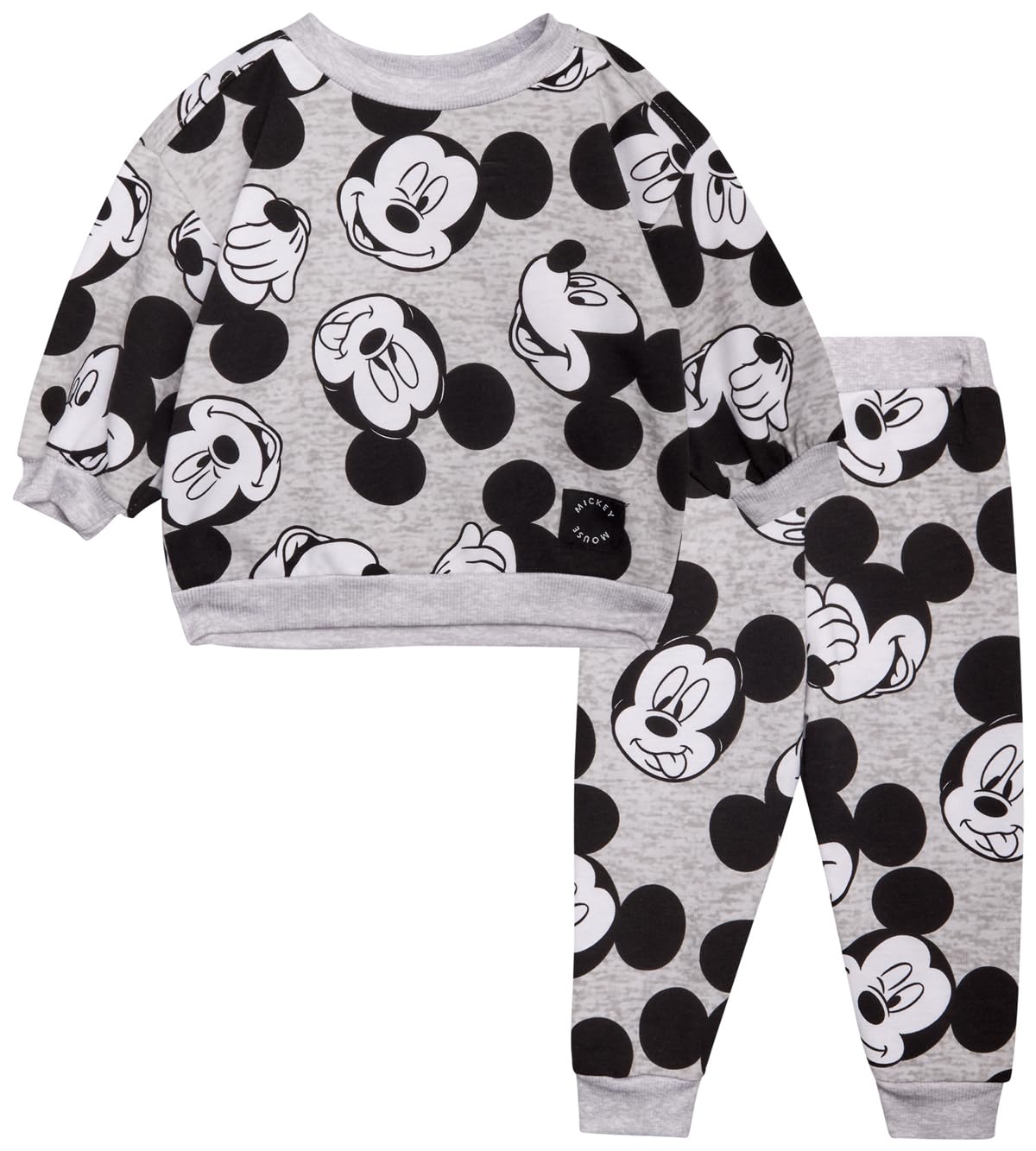 Disney Set da jogging per bambini, 2 pezzi, felpa girocollo in morbido pile e pantaloni da jogging per ragazzi, comodi vestiti per neonati (12-24 m)