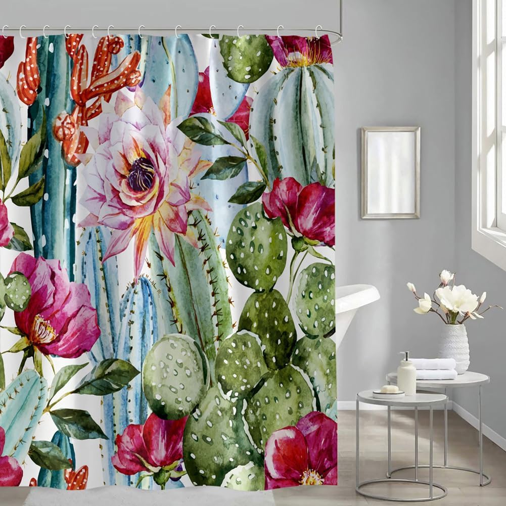 Cactus plants Decor Shower Curtain set with Hooks