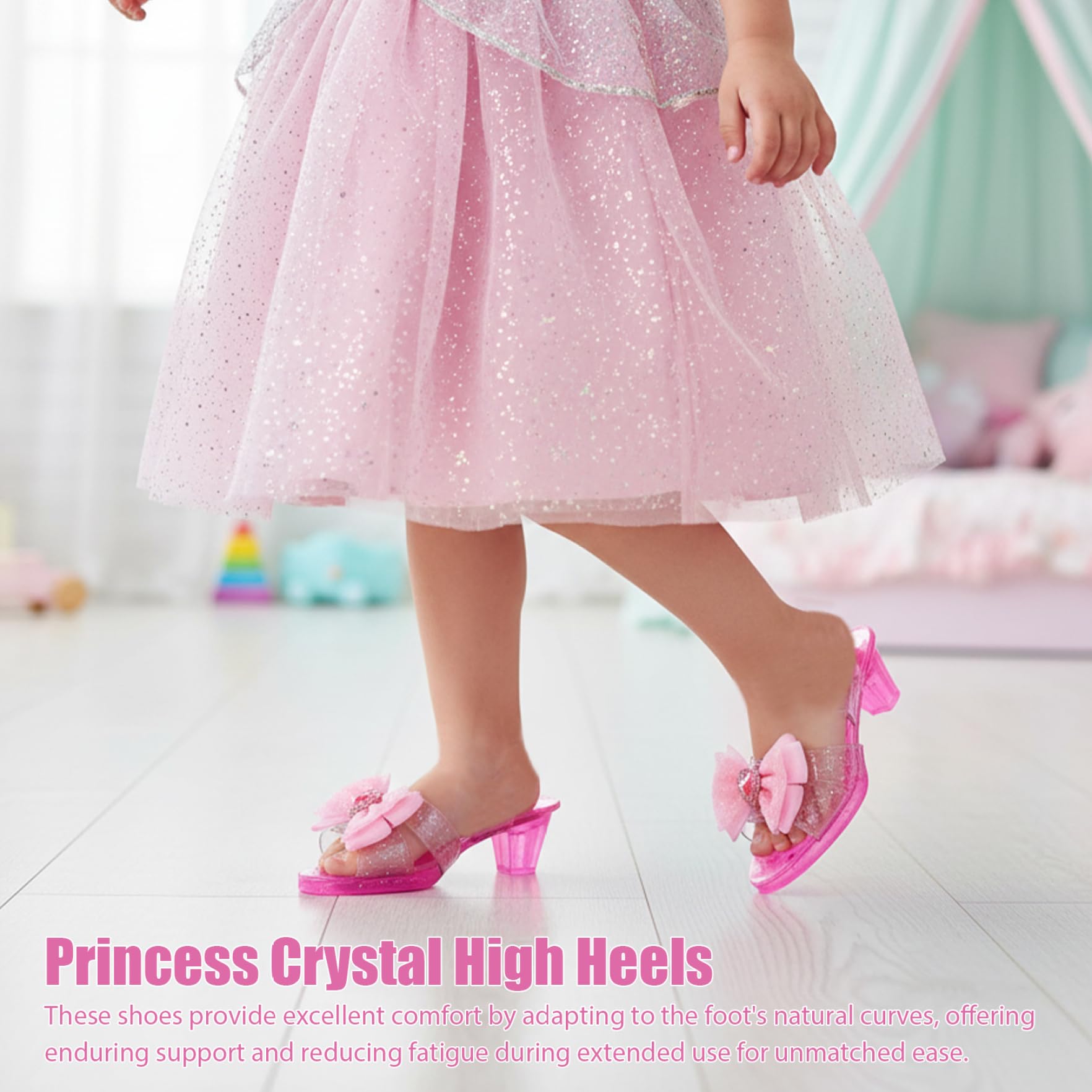 Scarpe da Principessa, 2 Paia di Scarpe Eleganti con Tacco Alto, Antiscivolo, Portatili, finte di Giocare con Tacchi in per Giochi e Giocattoli in Costume da Giorno per Personaggi scolas