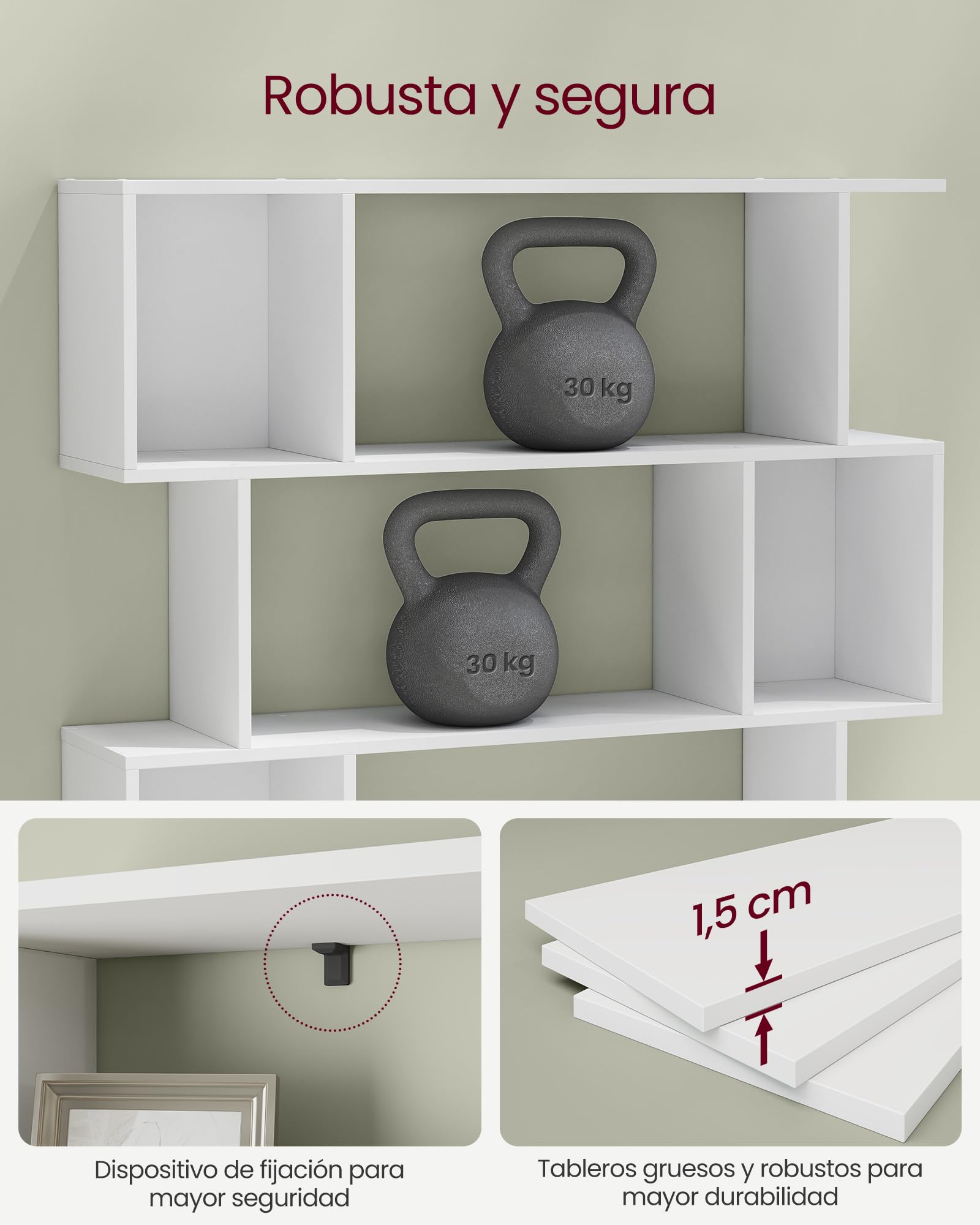 VASAGLE Custos Colección - Librería de 5 Niveles, 24 x 90 x 159 cm, Estantería de Almacenamiento, con Compartimentos Abiertos, para Sala de Estar, Dormitorio, Oficina, Blanco Nube LBC416W01
