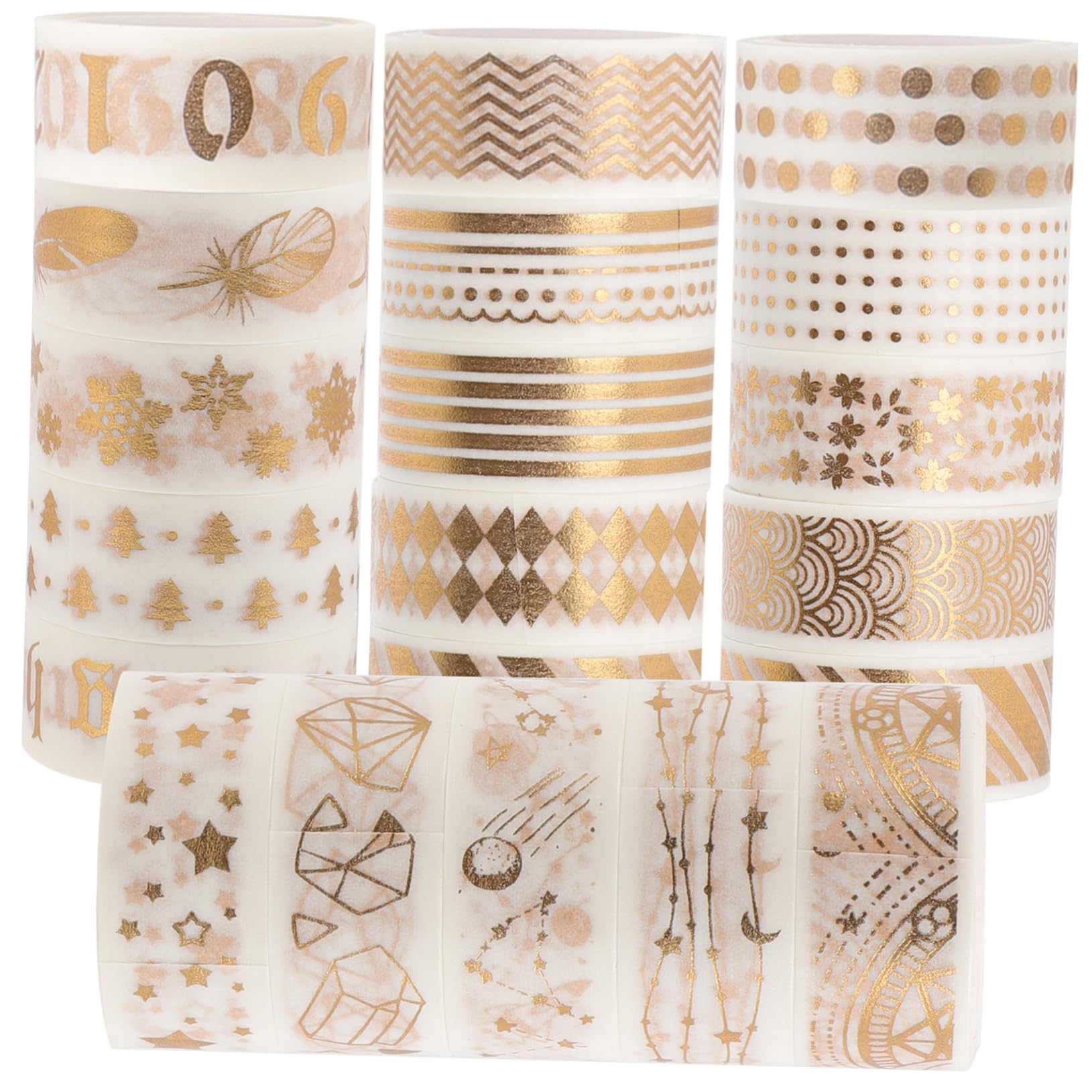 40rotoli Nastro Washi Decorativo Finitura Oro Per Scrapbooking e Progetti Fai Da Te Adesivi Per e Decorazioni Festive Facile Da Applicare e Rimuovere