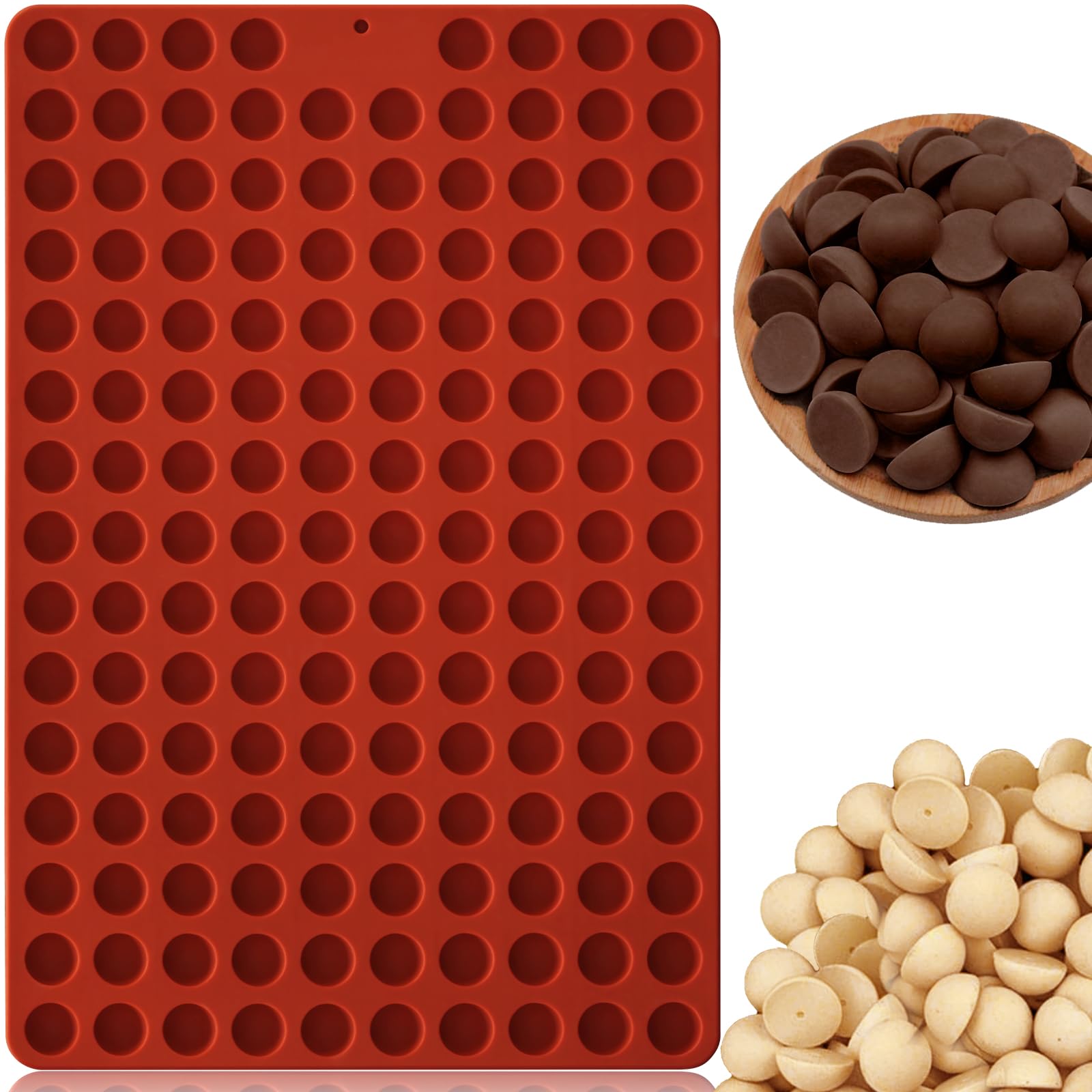 HKNMTT Mini Semi Sphere Shape Molds Silicone, 148 Cavities Round Baking Moulds for Dog Treats Snack Candy Chocolate Chip Cookie Wax Yogurt Melts, Oven Safe Small Half Ball Pellet Sheets