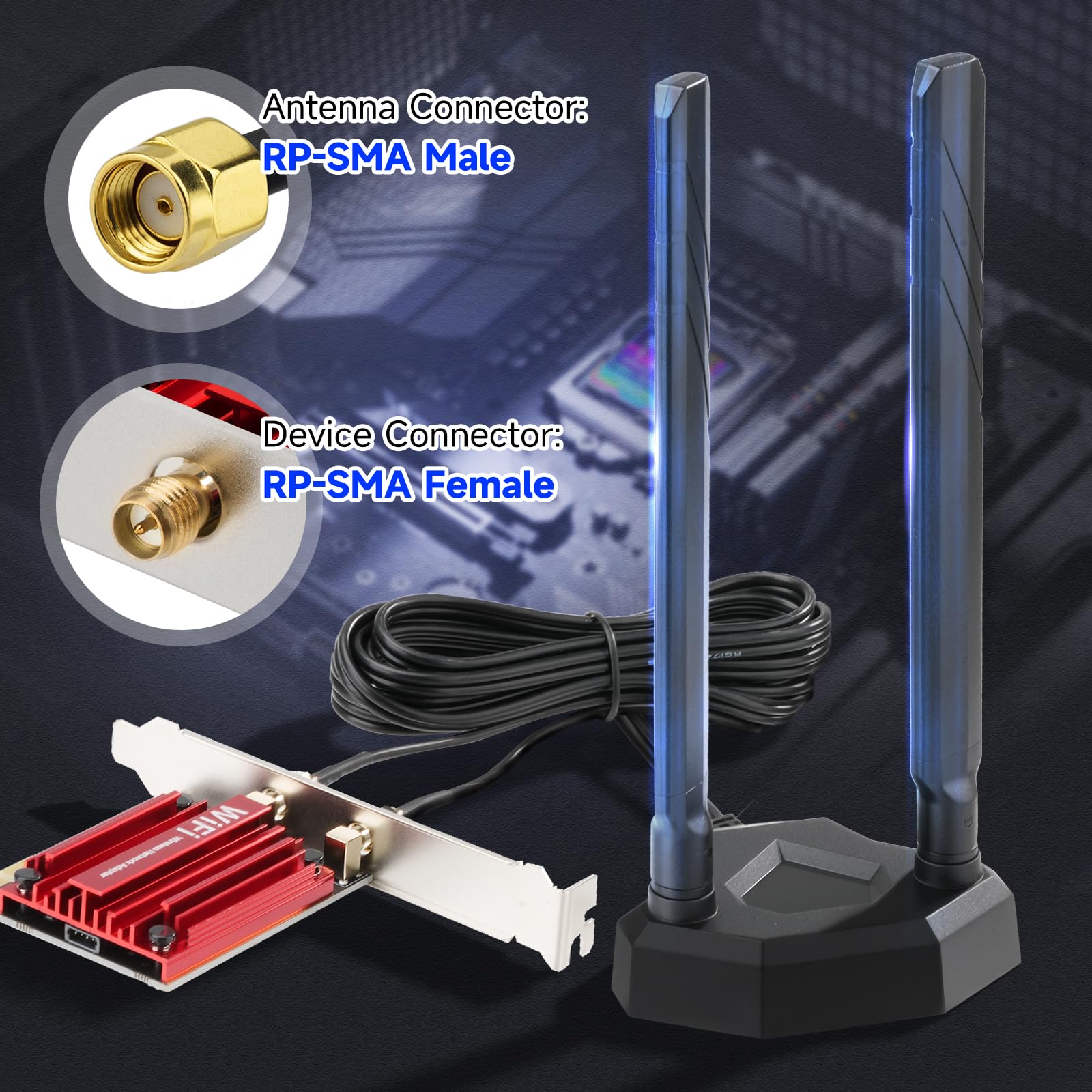 Amazon.com: Eightwood WiFi 7 WiFi 6E Antenna Tri-Band 2.4GHz 5GHz