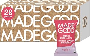 MadeGood Strawberry Granola Bites, 28 Count (0.85oz Each) Organic and Delicious Snacks