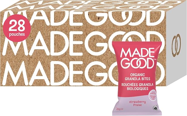 MadeGood Strawberry Granola Morsures, 28 Compte (0.85oz Chaque) Snacks biologiques et délicieux