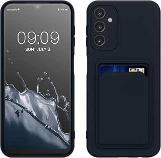 kwmobile Handyhülle für Samsung Galaxy A14 5G Hülle mit Kartenfach - TPU Case - Kabelloses Laden - Schutzhülle Cover in Dunkelblau