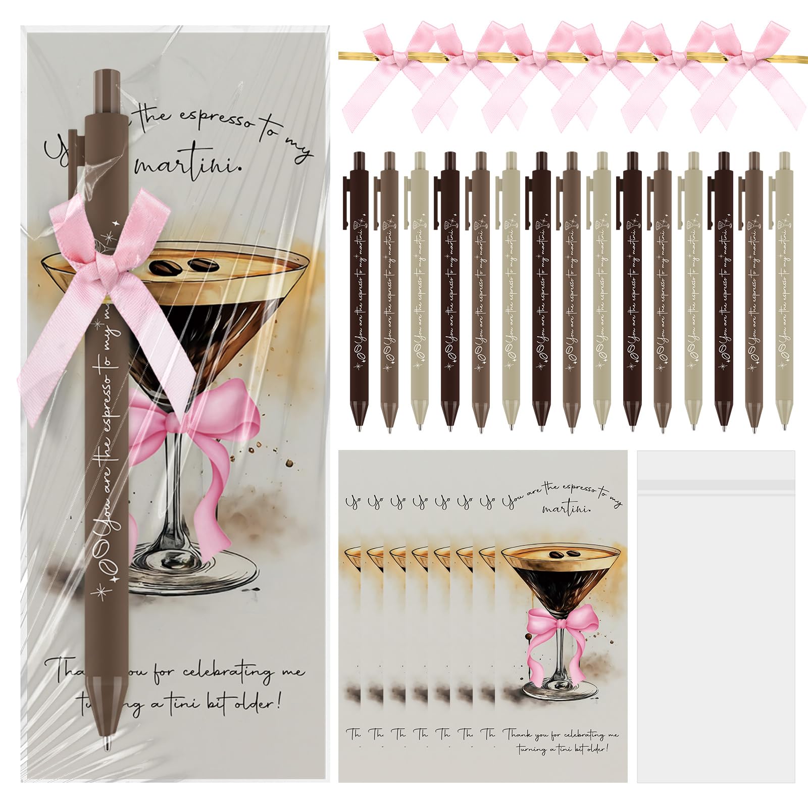 Sinload 30 Sets A Tini Bit Older Party Favors Bulk Ballpoint Pens Bookmarks and Bow Ties Espresso 21st Birthday Cocktail Fiesta Bachelorette Party