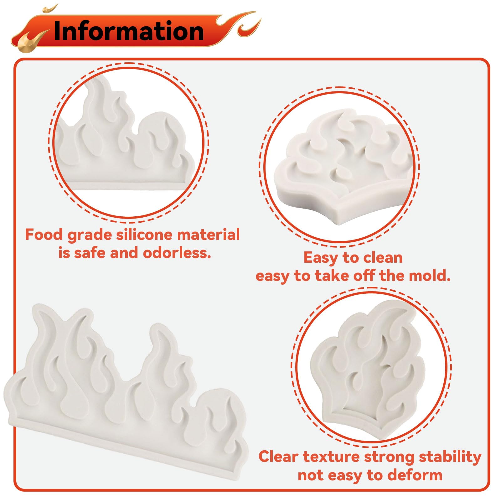 2 Stampi In Silicone A Forma Di Fiamma – Per Torte, Cioccolato, Fondente E Mestieri 3D - 4