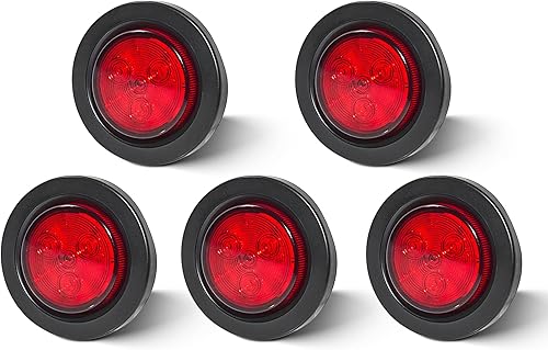 Oyviny 5PCS Luces Marcadoras Laterales LED Redondas Rojas de 2 Pulgadas, Luces de Gálibo de Montaje Empotrado Impermeables de 2" para Camión Semi