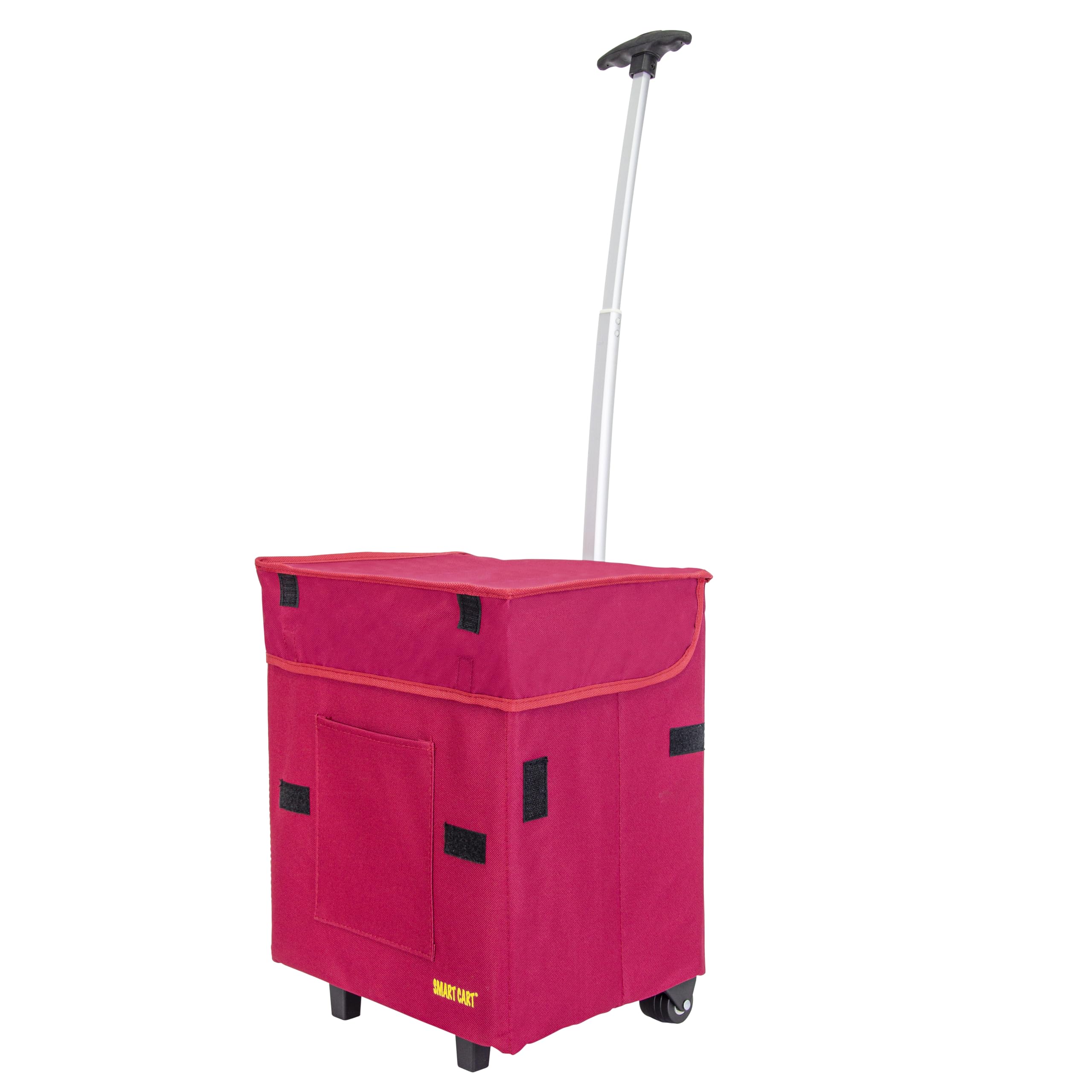 dbest products Smart Cart, RED Collapsible Rolling Utility Cart Basket Grocery Shopping Teacher Hobby Craft Art