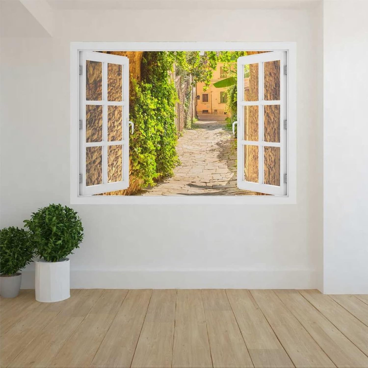 Autocollant Mural Décoratif De Fenêtre 3D, Papier Peint En Vinyle