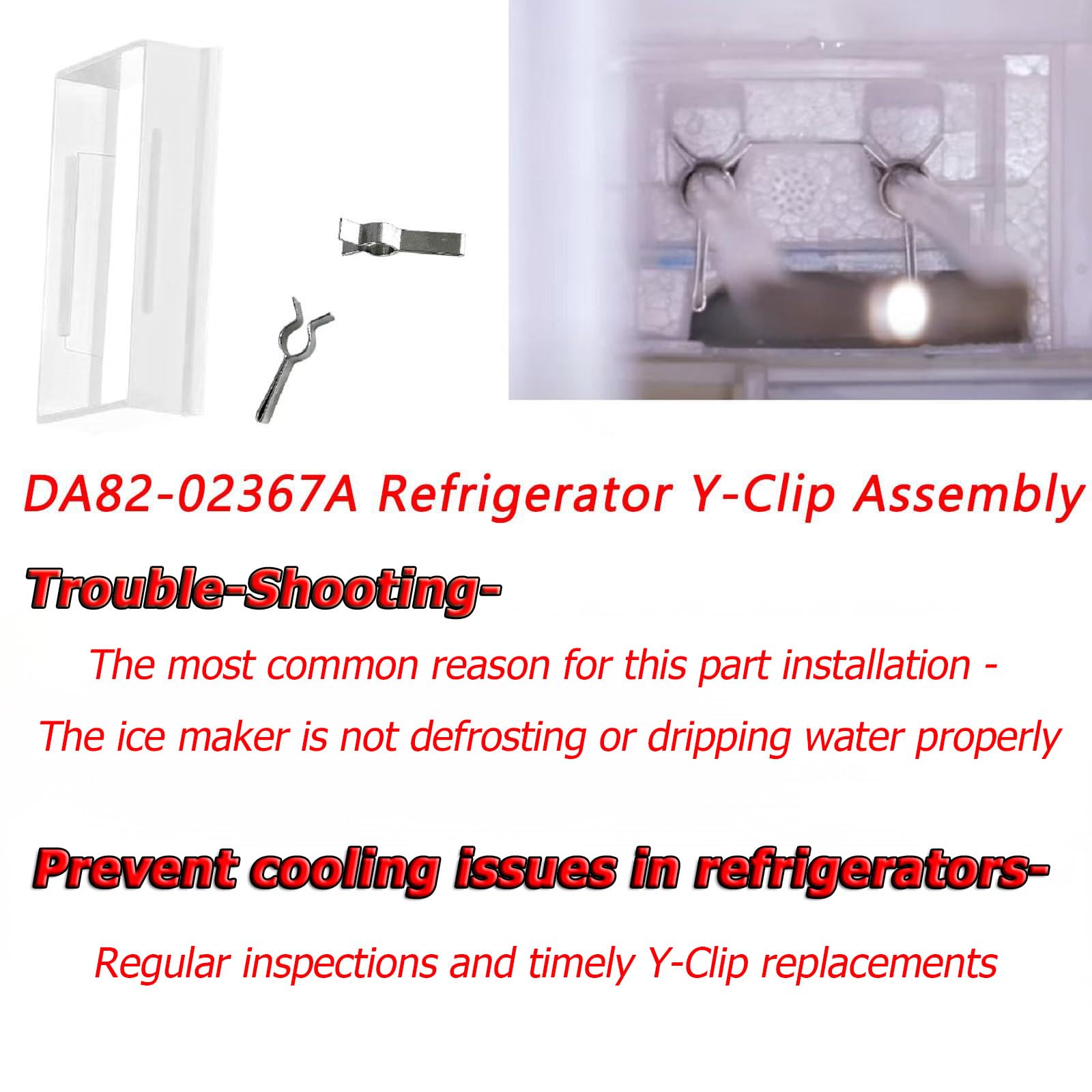 DA82-02367A Kühlschrank-Y-Clip Montageset passend für Kühlschrank-Eismaschinen-Ersatzteile, ersetzt AP6261443, PS12115467, 4922147, EA12115467, DA61-12775A (1 Stück)