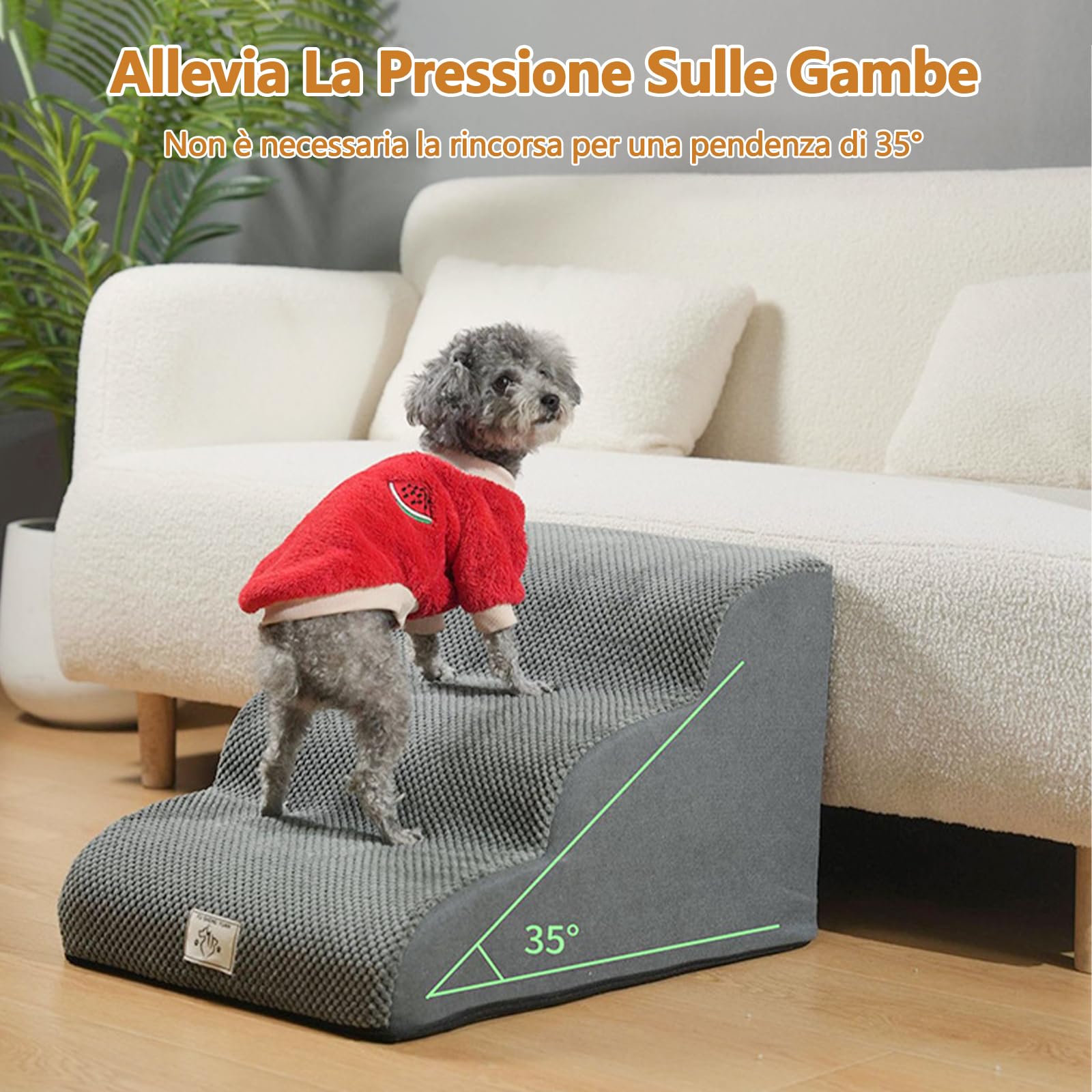 Galatée Scaletta Per Animali Domestici, Rimovibile e Lavabile, Antiscivolo, In Spugna Ad Alta Densità, Stampata In Un Unico Pezzo, Non Si Rompe, Adatta a Cani e Gatti（Kaki,Tre Piani）
