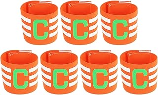sourcing map Brazalete de capitán de fútbol, bandas elásticas de nailon para el capitán C, banda deportiva para entrenamiento de equipo de fútbol, para jóvenes y adultos, color naranja, paquete de 7