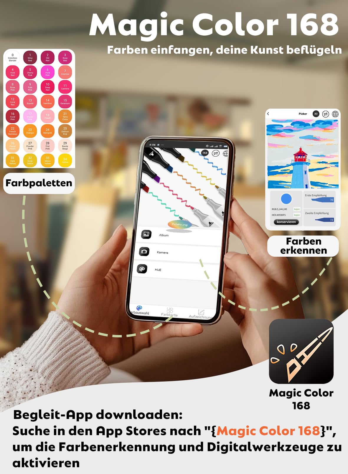 320 Farben Alkohol Marker mit App, Doppelspitze Alkoholmarker | Meißel & Feine Spitze | Farbcode | Mischbar | Schnell trocknend | Alcohol Marker für Design, Malerei, Manga & Illustrationen