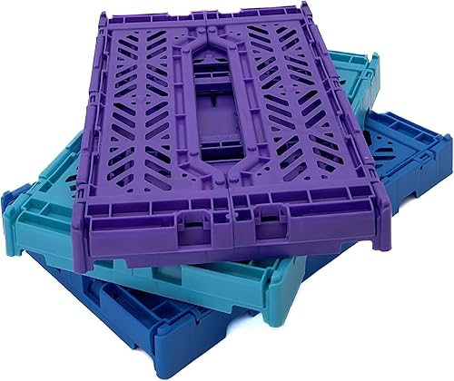 Miniatura 2 de AYKASA Paquete de 3 contenedores plegables de almacenamiento, caja de plástico para almacenamiento, caja plegable, caja apilable pequeña (azul bebé,