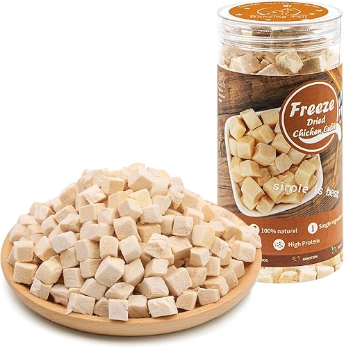 Golosinas Crudas Liofilizadas para Gatos y Perros, Ingredientes Limitados Saludables Cubos de Pollo Control de Peso Golosinas de Entrenamiento para