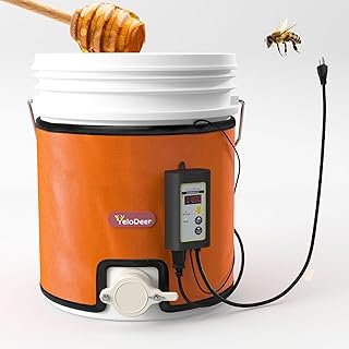 Upgraded 5 Gallon Honey Warmer Bucket Heater with Digital Display Timers Temperature Controller, Operates In 41-158℉, Insulated Pail Heater with Cutout for Gate Valve, 200W, 120V