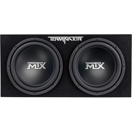 MTX Dual 12-Inch Subwoofers with Loaded Enclosure, 1200W Max Power, 400W RMS, Terminator - Car Audio Subwoofer and Speaker System with Deep Bass Sound