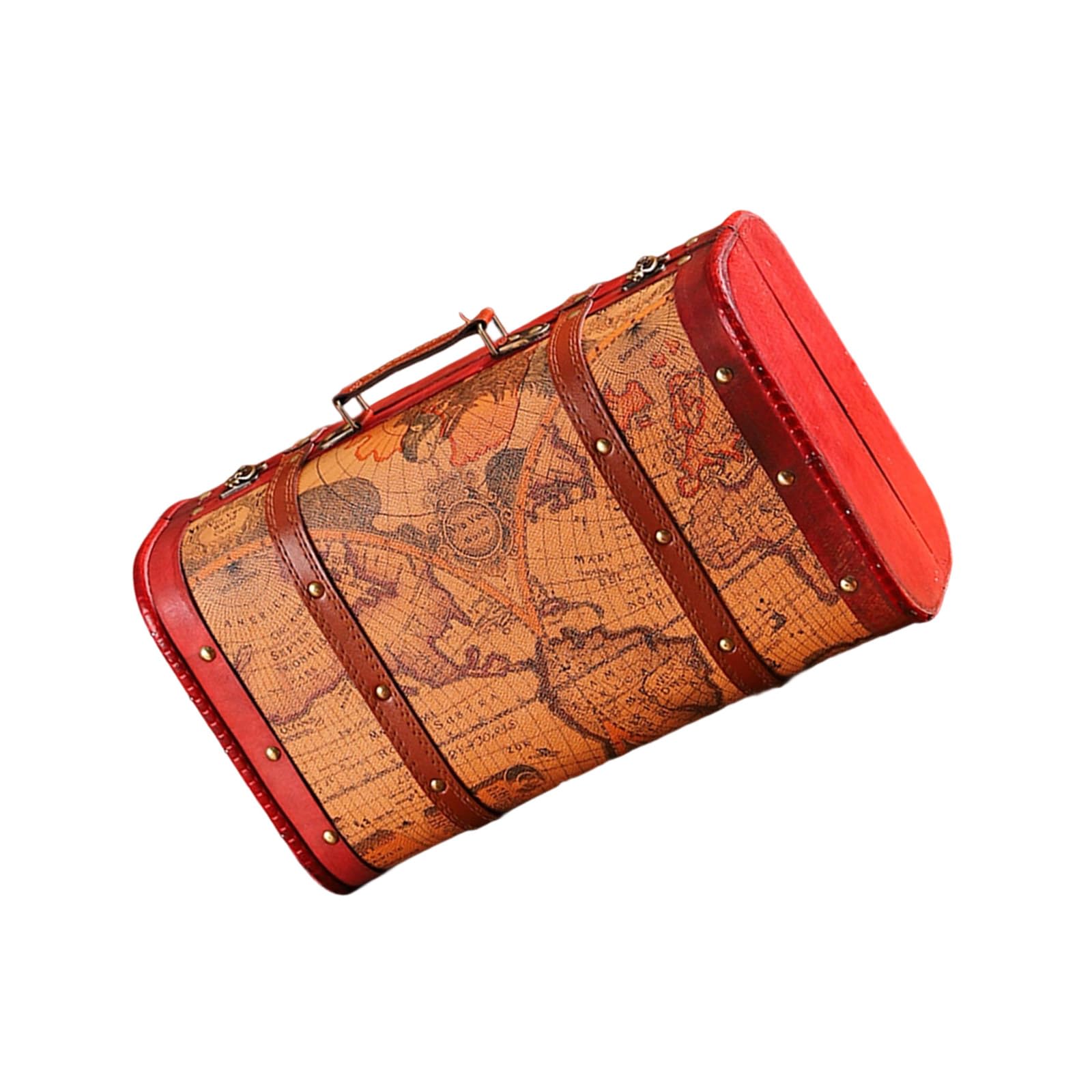 APGLSXY Wooden Trunk Faux Leather Handle Carrying Case Portable Storage Container for Jewelry Cosmetics and Collectibles Vintage Chinese Styles Wooden Trunk