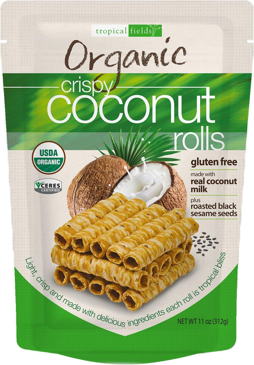 Tropical Fields Crispy Coconut Rolls (11oz) - Organic, Gluten Free, Dairy Free