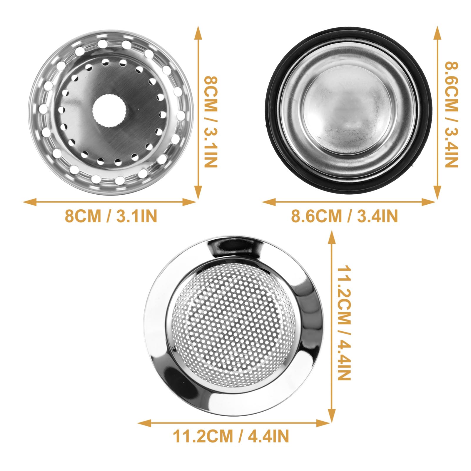 NUOBESTY 5 Juegos Enchufe De Sello De Agua para Lavavajillas Sumideros Filtrar Colador Drenar Accesorios Fregadero Escurreplatos Plata Acero Inoxidable
