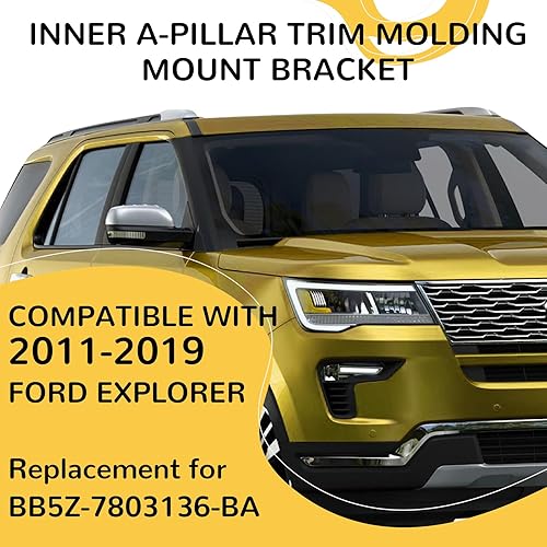 Miniatura 2 de KUAFU Soporte de montaje de moldura interior A-Pillar compatible con Ford Explorer 2011-2019 Reemplazo para BB5Z-7803136-BA Moldeo lateral de
