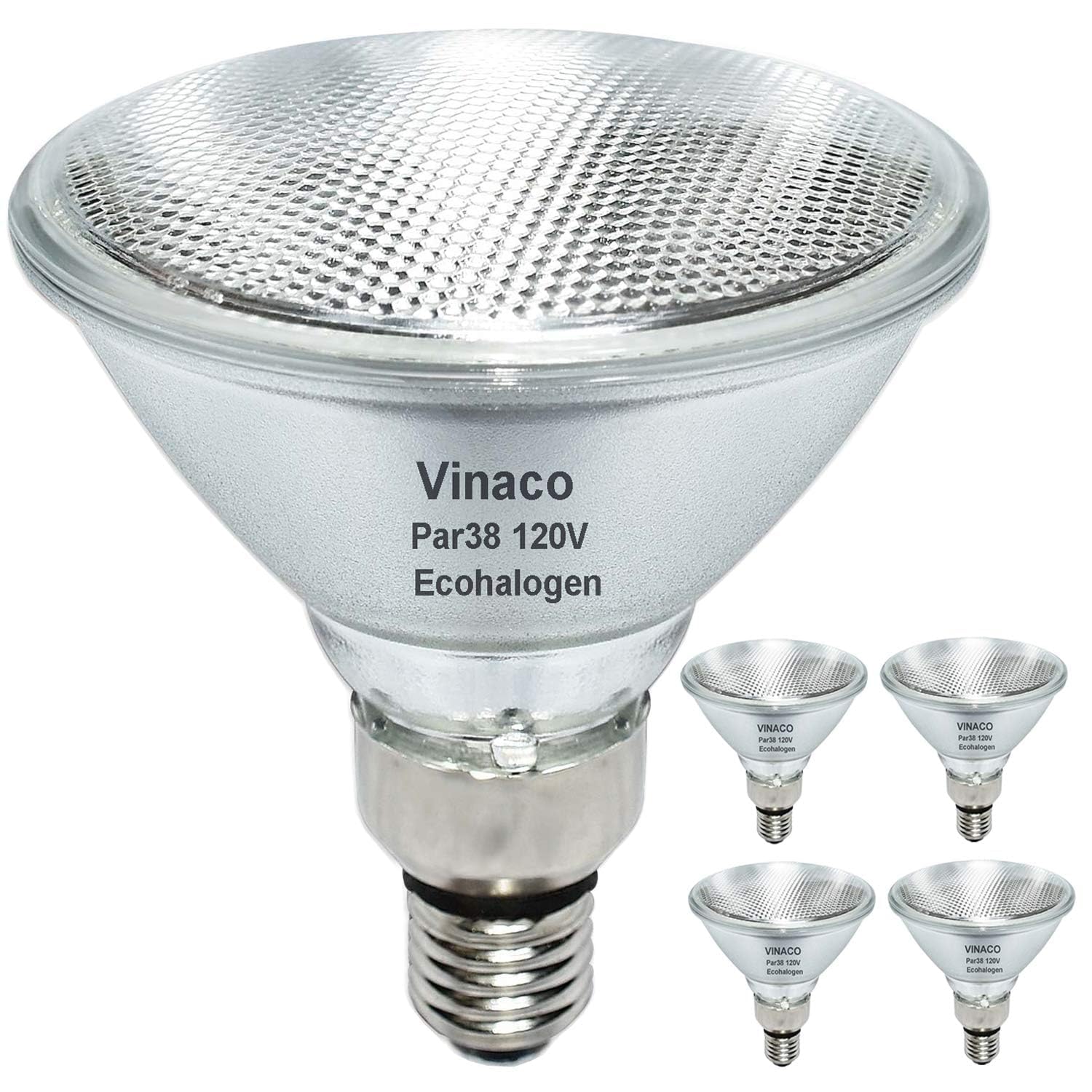 Vinaco PAR38 Halogen Flood Light Bulbs 80W 120V 2800K Warm White | 4PCS
