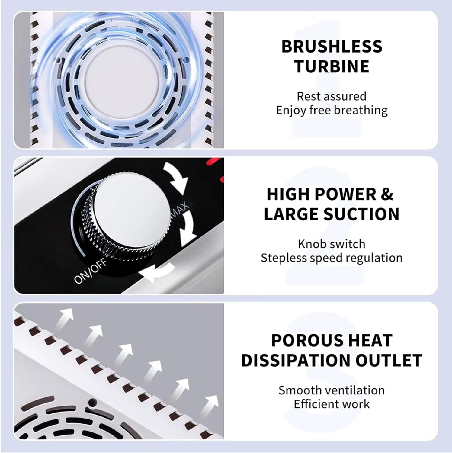 Nail Dust Collector, Professional Brushless Turbo Dust Collector Nail Tech, Powerful Dust Suction Machine Manicure Pedicure Tool for Acrylic Nail Polishing, Low Noise
